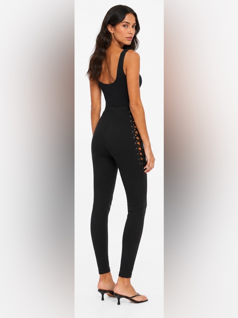 Blue Life Fit Side Lace Up Leggings in black